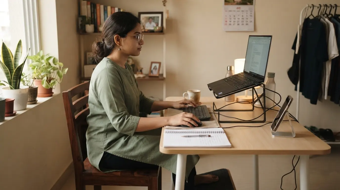 Ergonomic laptop setup for working from home on a budget